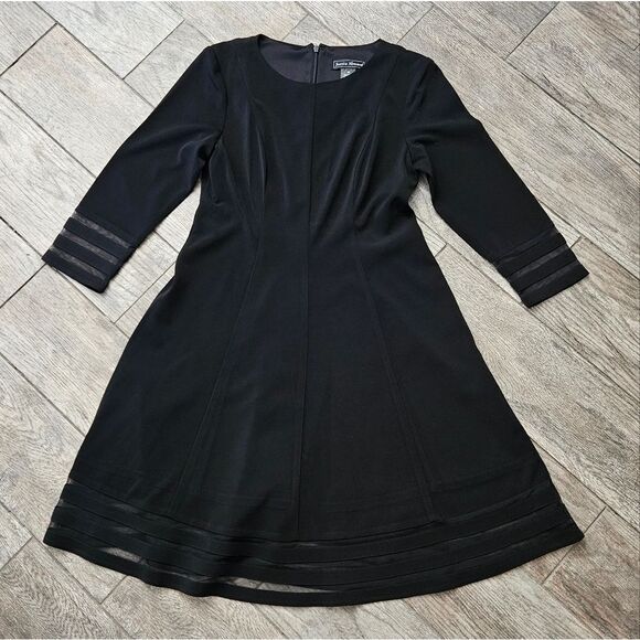 Jessica Howard Black Shadow Stripe Fit and Flare Party Dress - Picture 15 of 16